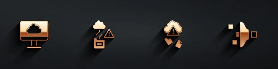 Set Cloud technology data transfer, , hacking and Filter setting icon with long 스톡 일러스트