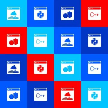 Set Cloud technology data transfer, Python programming language, Software and Illustration