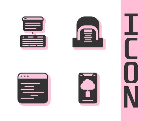 Set Cloud technology data transfer, Server, Data, Web Hosting, Software and Illustrazione stock