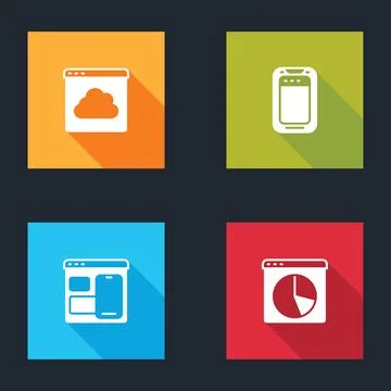 Set Cloud technology data transfer, Mobile phone, Web developer programming code Illustrazione stock