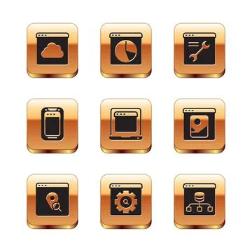 Set Cloud technology data transfer, Infographic of city map, Browser setting Illustrazione stock