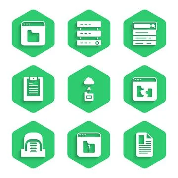 Set Cloud technology data transfer, File missing, document, Broken file, Hangar 스톡 일러스트