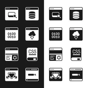 Set Cloud technology data transfer, Binary code, Browser files, Server, Data 스톡 일러스트