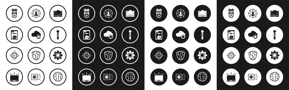 Set Cloud technology data transfer and storage, 3D printer, Video graphic card 스톡 일러스트