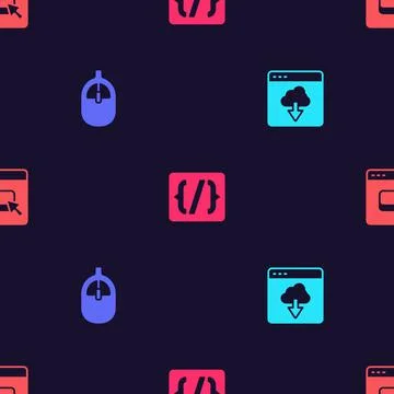 Set Cloud technology data transfer, Computer mouse, Programming language synt イラスト素材