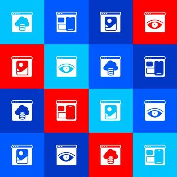 Set Cloud technology data transfer, Web developer programming code, Photo ret Stock Illustration