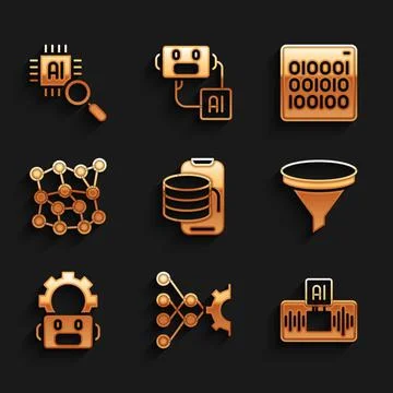 Set Cloud technology data transfer, Neural network, Artificial intelligence A Illustration