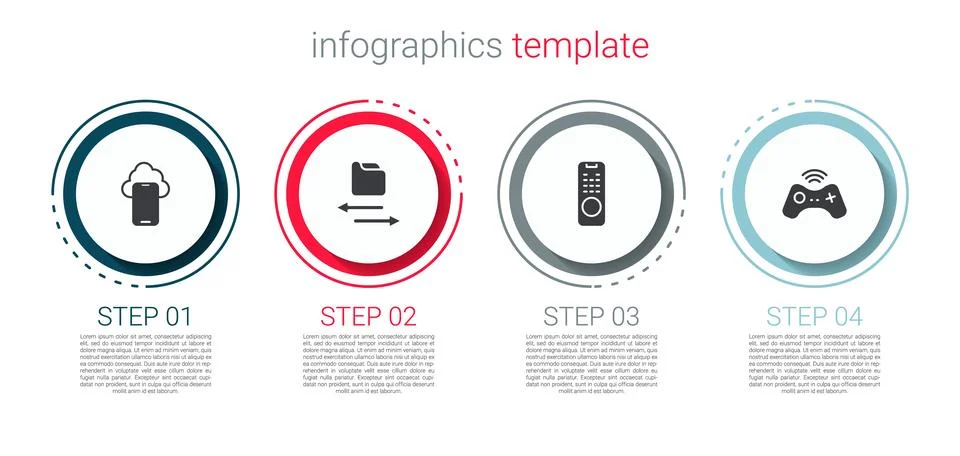 Set Cloud technology data, Transfer files, Remote control and Wireless gamepad Stock Illustration