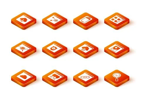 Set Cloud technology data transfer, UI or UX design, Website with stocks market Illustrazione stock