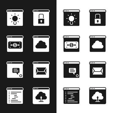 Set Cloud technology data transfer, Online shopping on screen, Browser window イラスト素材