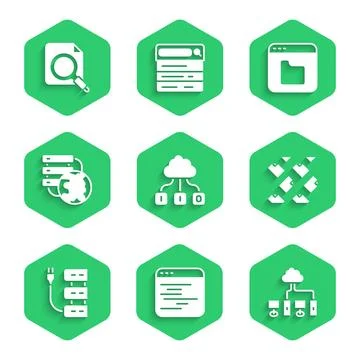 Set Cloud technology data transfer, Software, Computer network, Data stream Stock Illustration