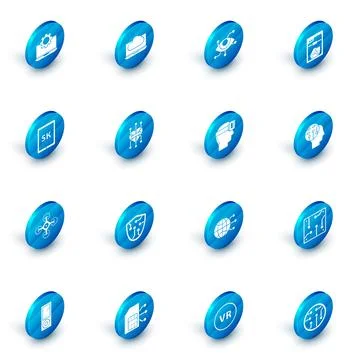 Set Cloud technology data transfer and storage, Virtual reality, 3D printer Stock Illustration