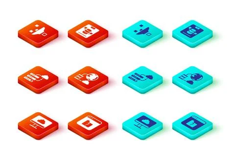 Set Cloud technology data transfer, File missing, Network cloud connection Stock Illustration