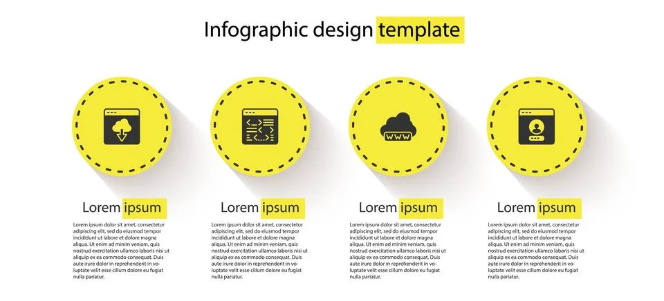 Set Cloud technology data transfer, Software, Web development and Create account Stock Illustration