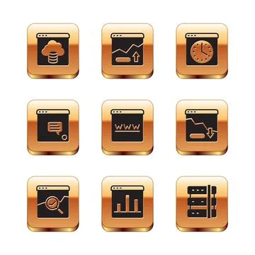 Set Cloud technology data transfer, Website with stocks market, Graph chart Stock Illustration