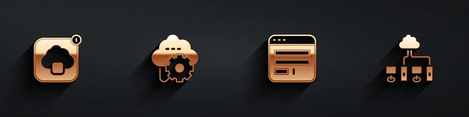 Set Cloud technology data transfer, , Browser window and Computer network i.. Stock Illustration