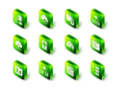 Set Cloud technology data transfer, Folder and lock, Computer network, Soft.. Stock Illustration