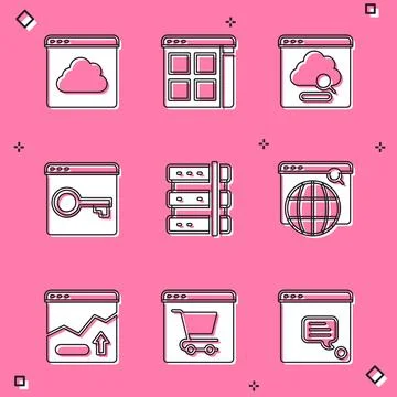 Set Cloud technology data transfer, Browser files, Secure your site with HT.. Stockillustratie