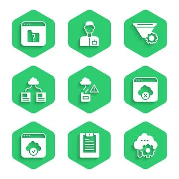 Set Cloud technology data transfer, Server, Data report, Failed access clou.. Stock Illustration