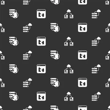 Set Cloud technology data transfer, Network cloud connection,  and Broken f.. Stock Illustration