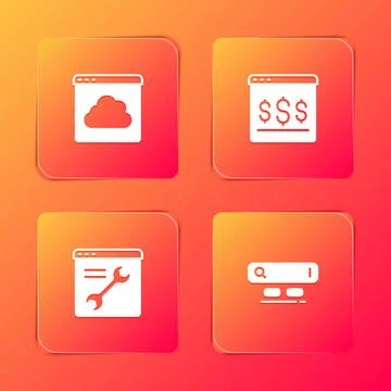 Set Cloud technology data transfer, Online shopping on screen, Browser sett.. 스톡 일러스트