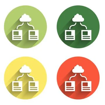 Set Cloud technology data transfer and storage icon isolated with long shad.. 스톡 일러스트