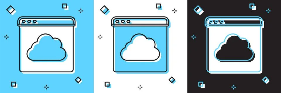 Set Cloud technology data transfer and storage icon isolated on blue and wh.. Stock Illustration