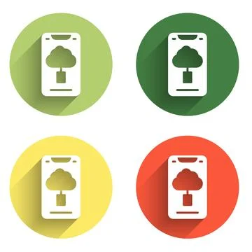 Set Cloud technology data transfer and storage icon isolated with long shad.. イラスト素材