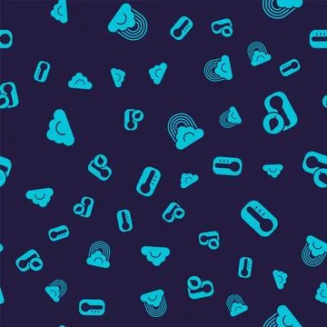 Set Cloud, Thermometer, Rainbow with cloud and  on seamless pattern. Vector Stock Illustration