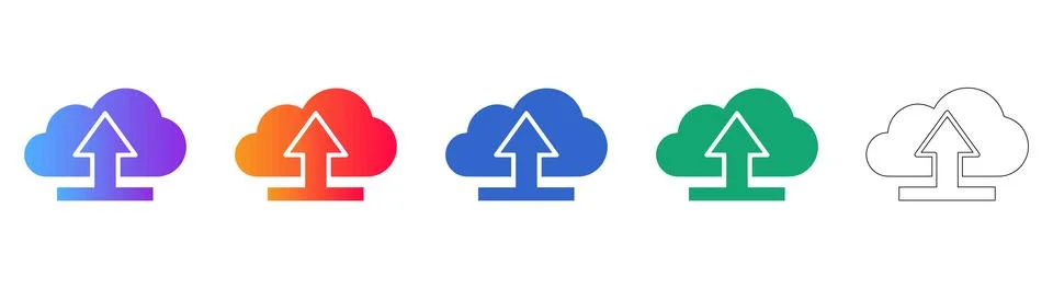 Set of Cloud Upload Icons Stock Illustration