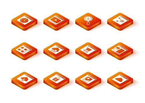 Set Cloud upload, Online shopping on screen, Browser files, technology data Stock Illustration