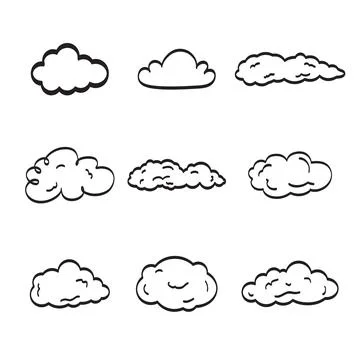 Set of cloud vector illustration hand drawn Stock Illustration