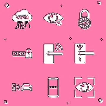 Set Cloud VPN interface Invisible or hide Safe combination lock wheel Passwor Illustrazione stock