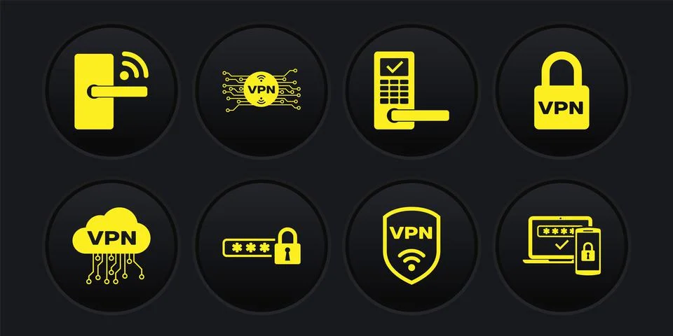 Set Cloud VPN interface, Lock, Password protection, Shield with wireless 스톡 일러스트