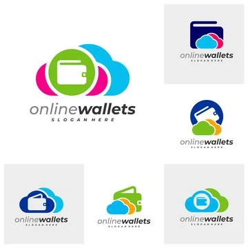 Set of Cloud Wallets logo vector template, Creative Wallets logo design conce Stock Illustration