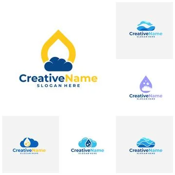Set of Cloud water logo design vector template, Creative cloud water logo c.. 스톡 일러스트