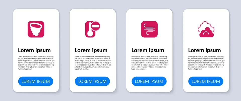 Set Cloud, Wind, Thermometer and Tornado. Business infographic template. Vector 스톡 일러스트