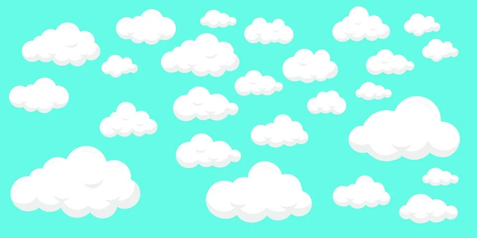 Set of clouds on blue background, flat design - editable vector illustration Stock Illustration