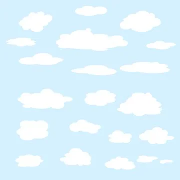 Set of clouds on a blue background. Realistic elements. Flat style vector ill Illustrazione stock