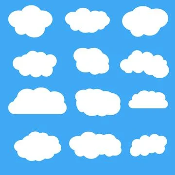 Set of clouds on a blue background. Realistic elements. 스톡 일러스트
