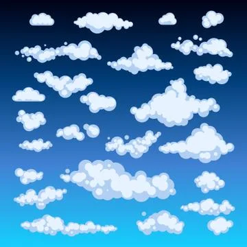 Set of Clouds on blue sky. Vector illustration Stock Illustration