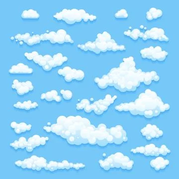 Set of Clouds on blue sky. Vector illustration Stock Illustration