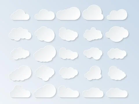Set of clouds. Cartoon clouds isolated on blue background. Vector illustratio Illustrazione stock