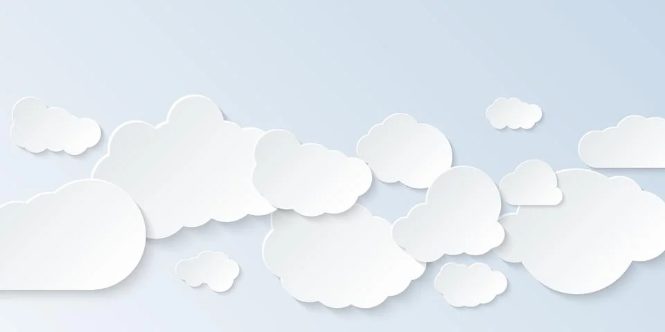 Set of clouds. Cartoon clouds isolated on light background. Vector illustrati Illustrazione stock