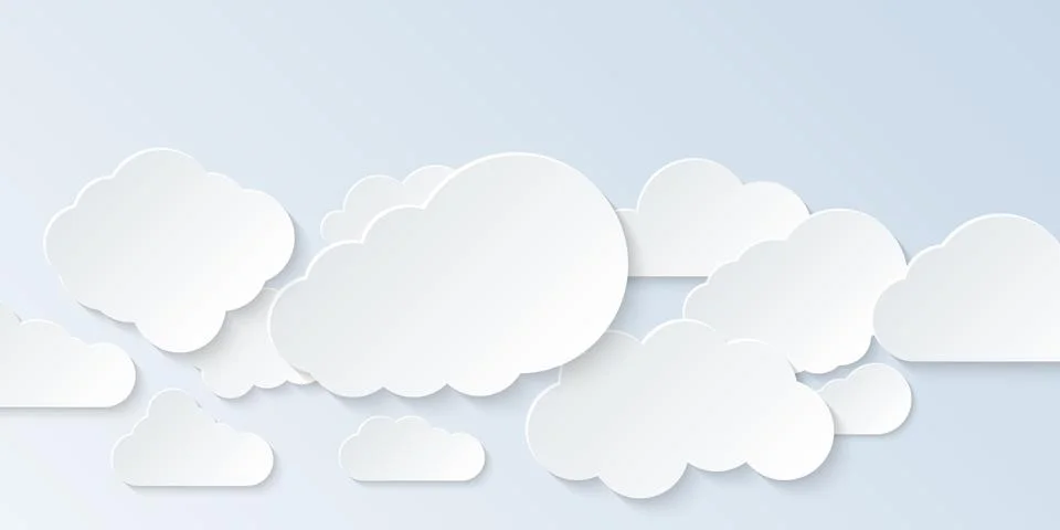 Set of clouds. Cartoon clouds isolated on light background. Vector illustrati Illustrazione stock