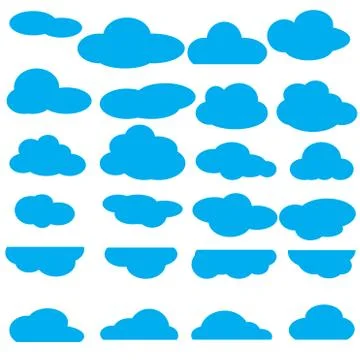Set of clouds flat icon collection Stock Illustration