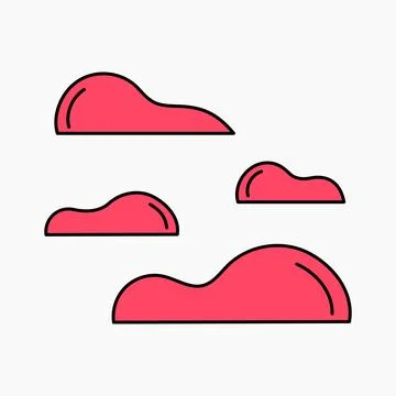 Set of clouds in flat style. Cloud icon. Outline balloon. Vector cartoon cl.. Stock Illustration