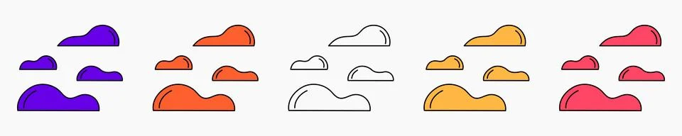 Set of clouds in flat style. Cloud icon. Outline balloon. Vector cartoon cl.. 스톡 일러스트