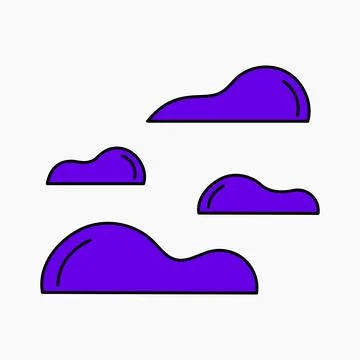 Set of clouds in flat style. Cloud icon. Outline balloon. Vector cartoon cl.. Illustrazione stock