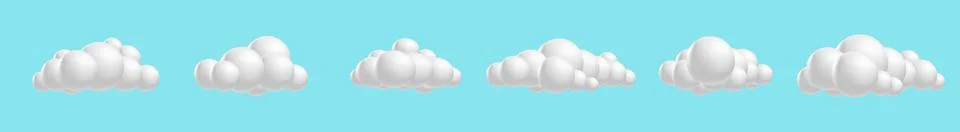 Set clouds fluffy, 3D mesh cartoon. Soft render clouds collection icons on a Illustrazione stock